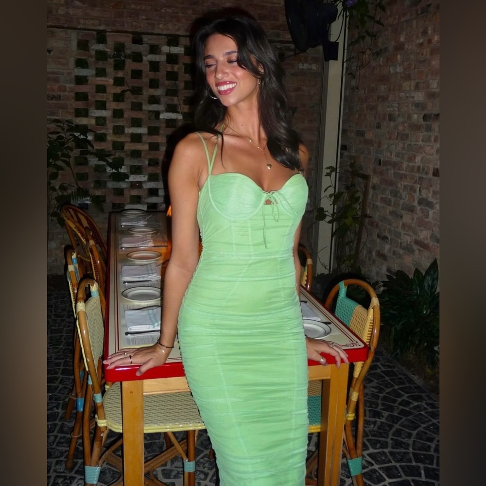 Oh Polly Lime Green Midi Dress